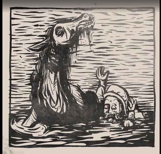 Woodcut style: Kelpie